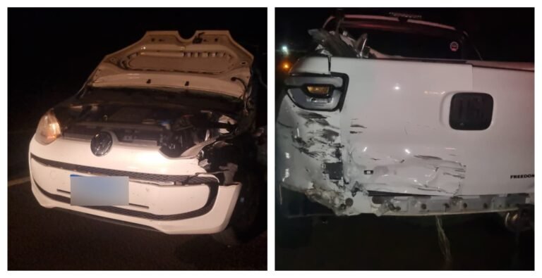 Acidente entre UP e Fiat Toro mobiliza socorro na BR-277