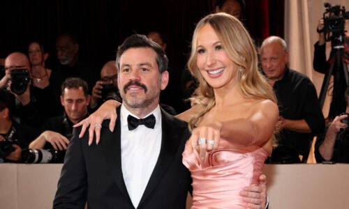 Chris Convy and Nikki Glaser attend the 83rd Annual Golden Globe Awards at The Beverly Hilton on January 11, 2026 in Beverly Hills, California
