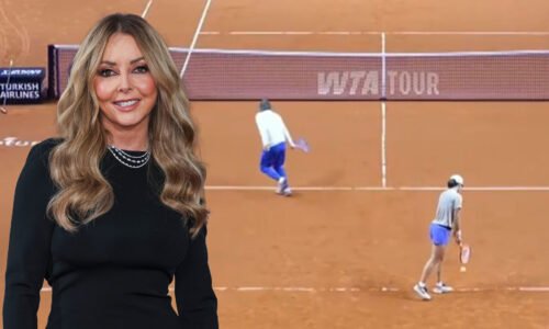 Awkward moment Carol Vorderman's 'open relationship with 6 guys' is caught on mic in tennis gaffe
