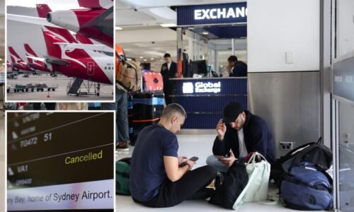 Chaos strikes Sydney Airport as dozens of flights are canceled due to weather