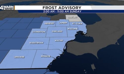 Colder changes with frost and/or freeze conditions expected, with a few rain showers for Metro Detroit