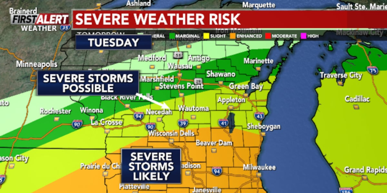First Alert Weather Day on Tuesday evenings due to strong to severe storms