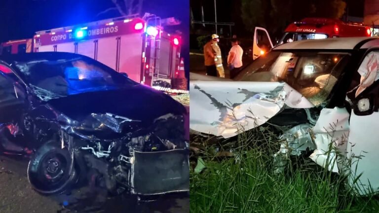 Forte colisão na BR-369 envolve táxi, carro e ônibus e termina com motorista detido em Cascavel