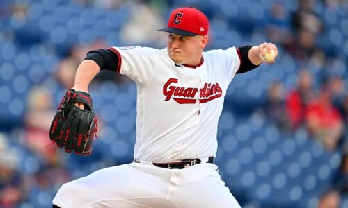 Parker Messick of the Cleveland Guardians pitches during the first inning against the Baltimore Orioles.
