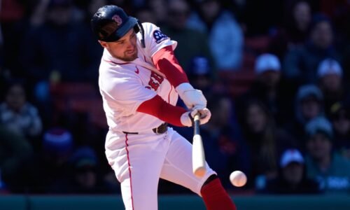 Boston Red Sox's Caleb Durbin during a baseball game at Fenway Park, Wednesday, April 8, 2026, in Boston. (AP Photo/Charles Krupa)