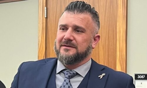 Rhode Island father Scott Naso reacts on Thursday after a Family Court judge dismisses his in-laws case for visits with his 4-year-old daughter over his objections.