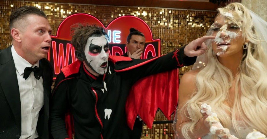 Maryse’s face goes in the cake after Danhausen curses the bride