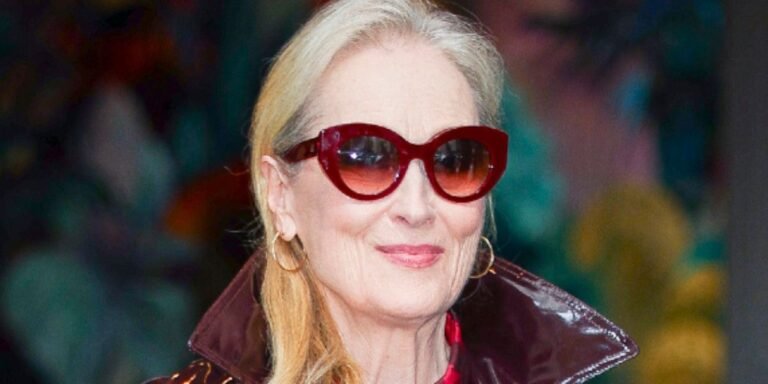 Meryl Streep, 75, Channels 'Devil Wears Prada' Style in a Maroon Vinyl Coat