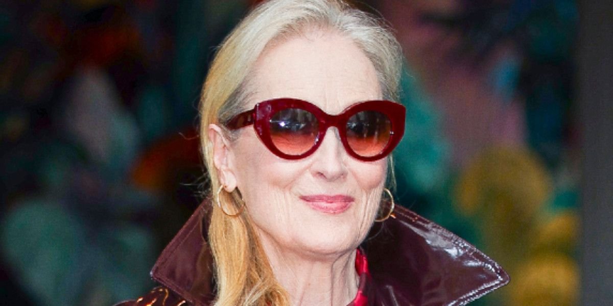 Meryl Streep, 75, Channels 'Devil Wears Prada' Style in a Maroon Vinyl Coat