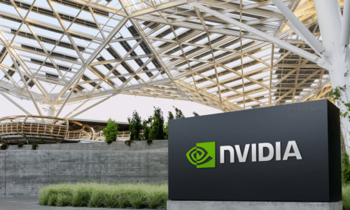 Nvidia headquarters with a black Nvidia sign out front.