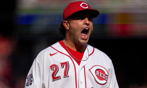 Cincinnati Reds first baseman Sal Stewart (27) celebrates