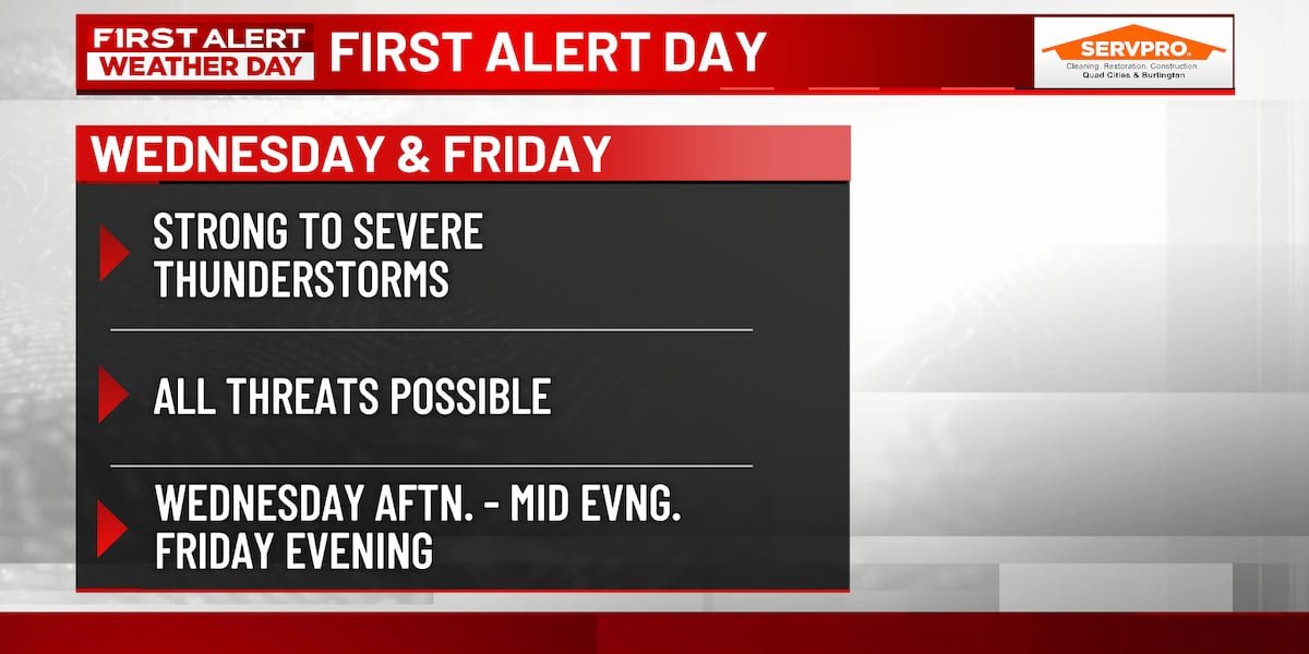 Severe storms possible tonight with large hail.