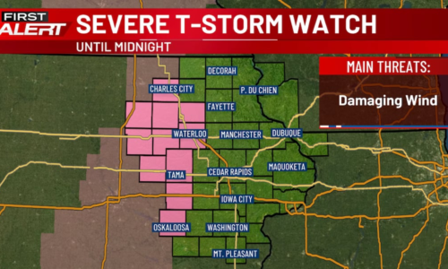 Storms moving in, watch issued