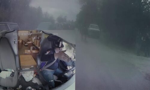 Surveillance video shows Tanner Horner drive by the search for Athena Strand the day after her murder