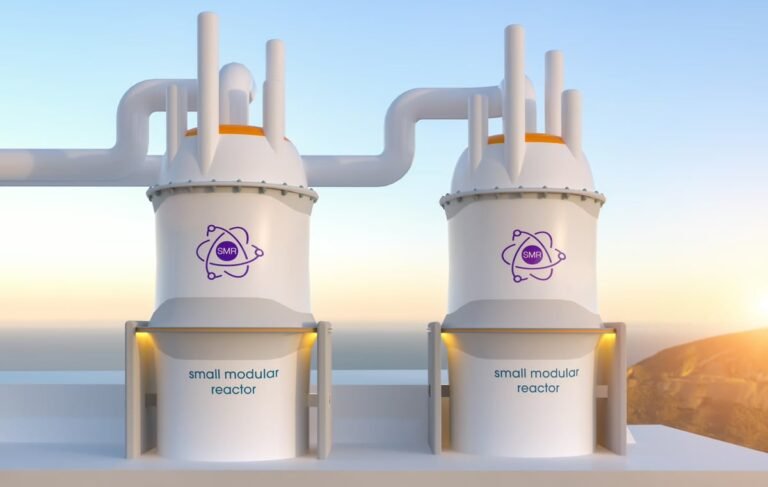 A rendering of an SMR power plant.