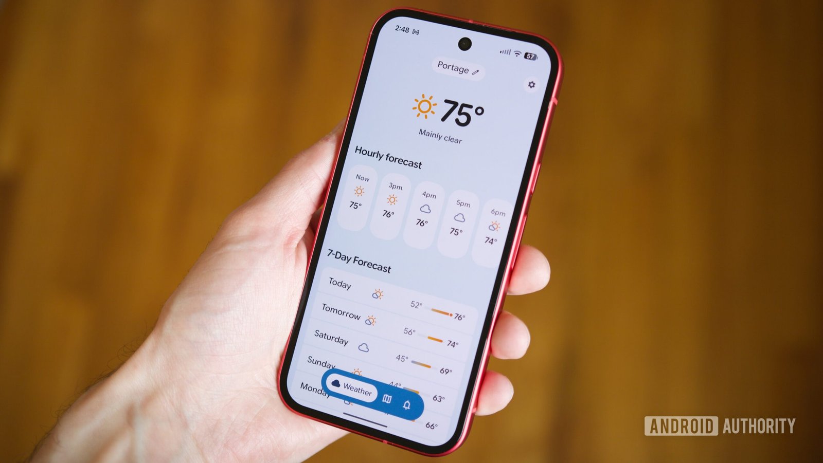 Gradient Weather app running on an Android phone.