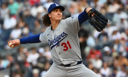 Apr 4, 2026; Washington, District of Columbia, USA; Los Angeles Dodgers pitcher Tyler Glasnow (31) throws to the Washington Nationals during the second inning at Nationals Park. Mandatory Credit: Brad Mills-Imagn Images
