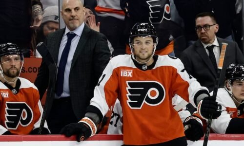 Flyers right wing Tyson Foerster is happy to be back after being injured in December.