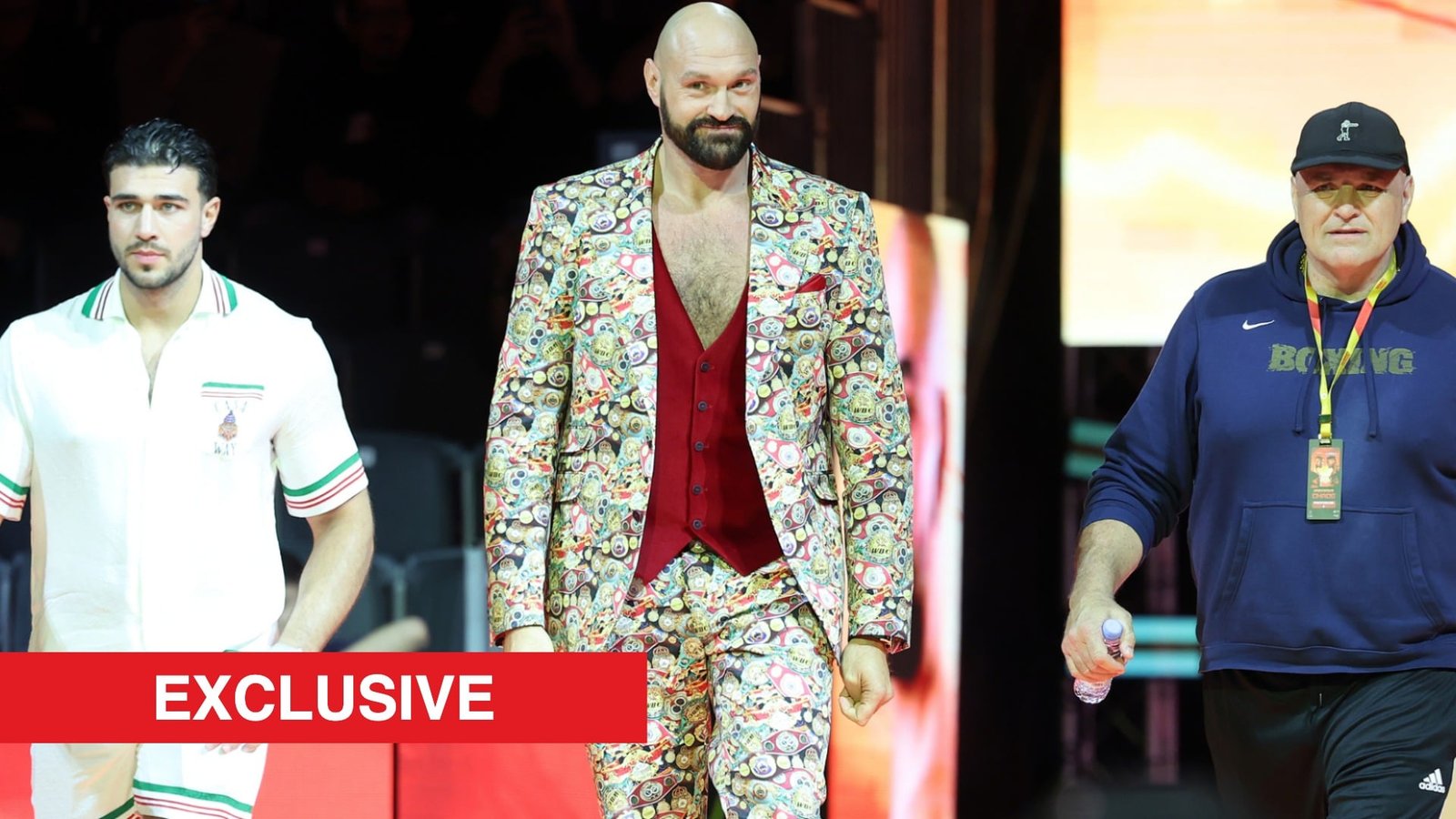 Tommy Fury, Tyson Fury and John Fury all walk out at a boxing press conference
