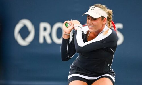 Donna Vekic in action ahead of the WTA Linz.
