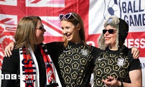 A graphic that reads 'Follow our women's football TikTok' with a picture of a mobile phone