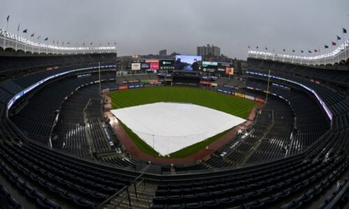 Yankees vs Royals game in rain delay on Sunday