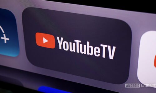 The YouTube TV app logo, as shown on an Apple TV.