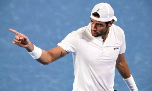 Matteo Berrettini in US Open action.