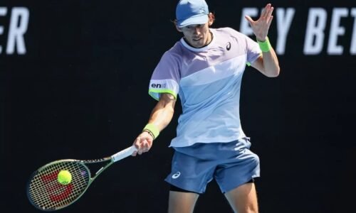 Alex De Minaur in action ahead of ATP Den Bosch Open.