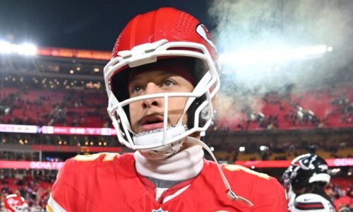 Kansas City Chiefs quarterback Patrick Mahomes (15) walks off the field