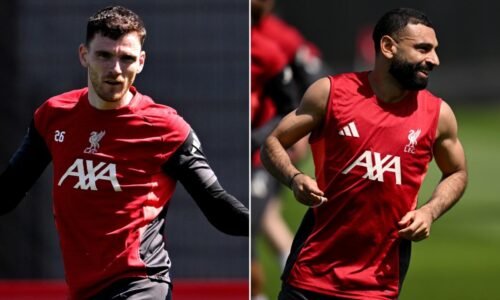 Mohamed Salah and Andy Robertson