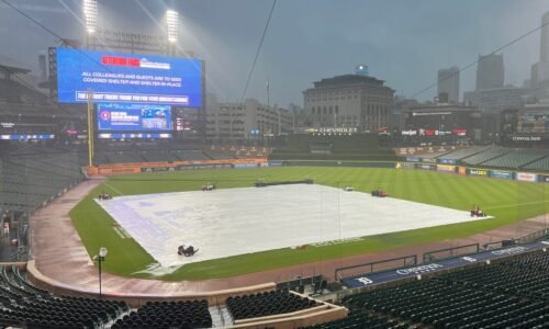 Detroit Tigers, Cleveland Guardians in weather delay at Comerica Park