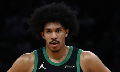 Apr 10, 2026; Boston, Massachusetts, USA; Boston Celtics guard Ron Harper Jr. (13) during the second half against the New Orleans Pelicans at TD Garden. Mandatory Credit: Winslow Townson-Imagn Images