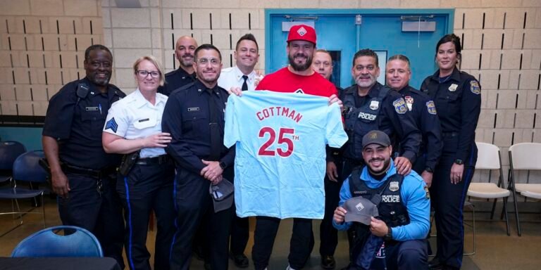 Kyle Schwarber Visits Neighborhood Heroes with Families Behind the Badge Children’s Foundation