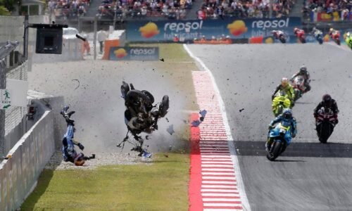 MotoGP rider Alex Marquez crashes, flips in air during race