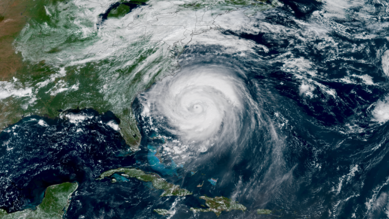 A NOAA satellite view of Hurricane Erin off the U.S. East Coast taken August 20, 2025.