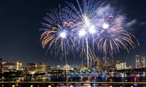 Fireworks exploded over the Charles River during the 2025 Boston Pops Fireworks Spectacular on July 4, 2025.