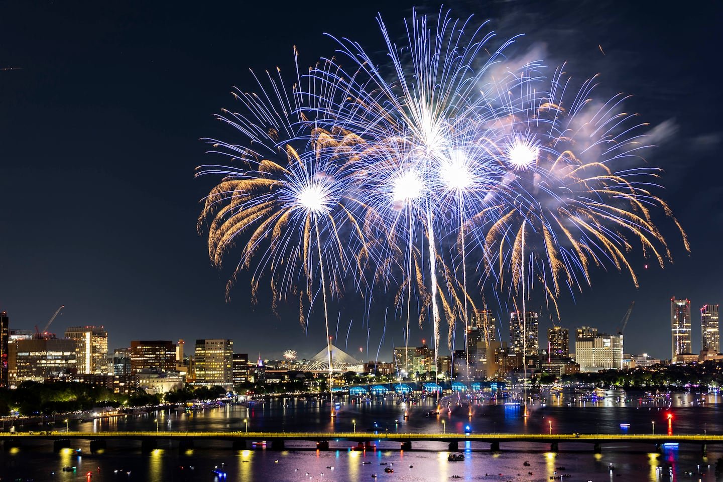 Fireworks exploded over the Charles River during the 2025 Boston Pops Fireworks Spectacular on July 4, 2025.