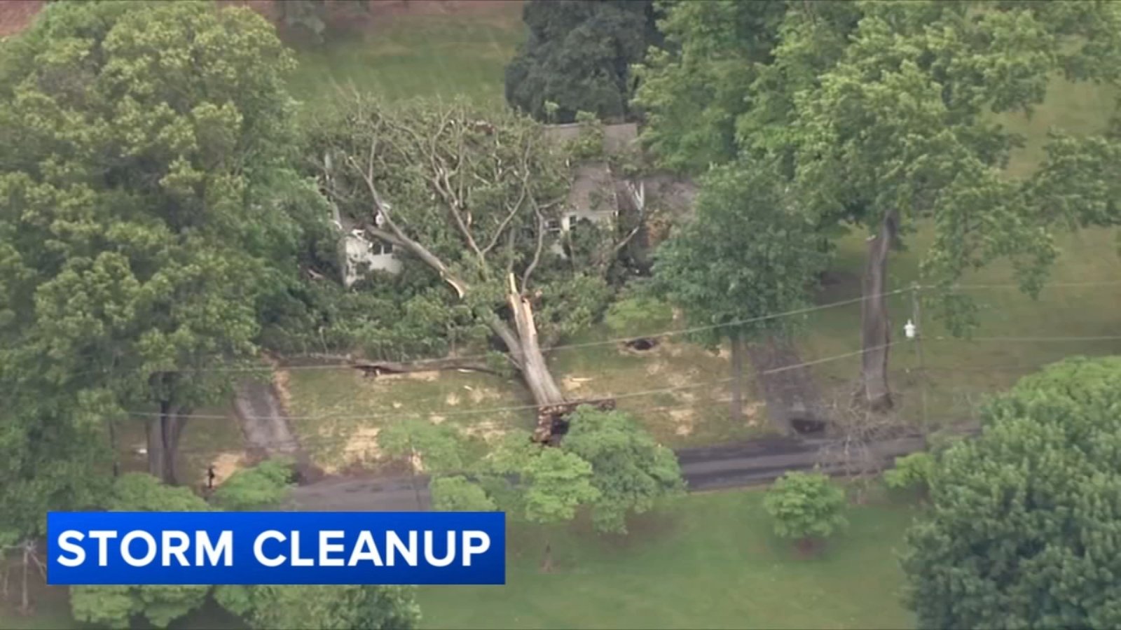 Severe storm downs trees and power lines in Montgomery County, Pennsylvania, leaving thousands without power