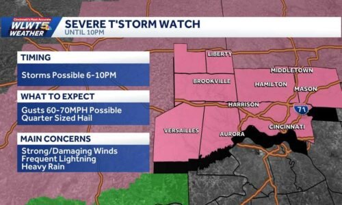 Severe thunderstorm watch issued as storms move into Cincinnati