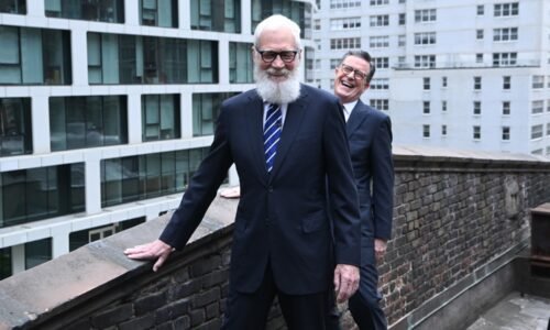 Stephen Colbert, David Letterman Toss CBS Property Off the Roof