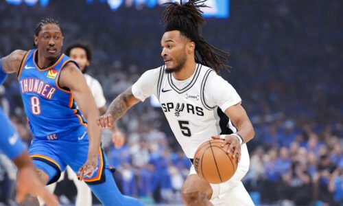 Stephon Castle throws down the dunk of the playoffs in Game 2 of Spurs-Thunder