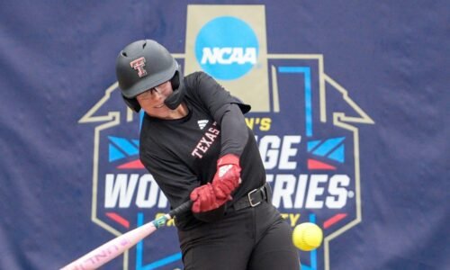 Texas Tech's Mia Williams hit by pitch in WCWS vs Mississippi State