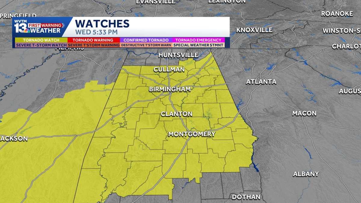 Tornado risk Wednesday for Alabama