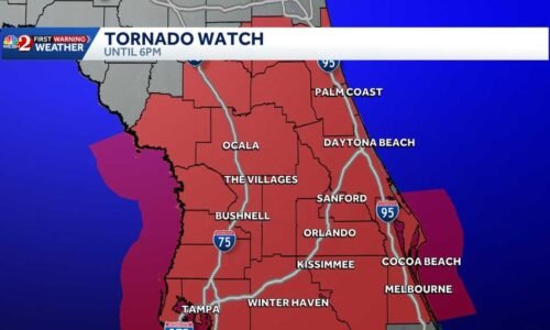 Tornado watch issued for Central Florida as front moves