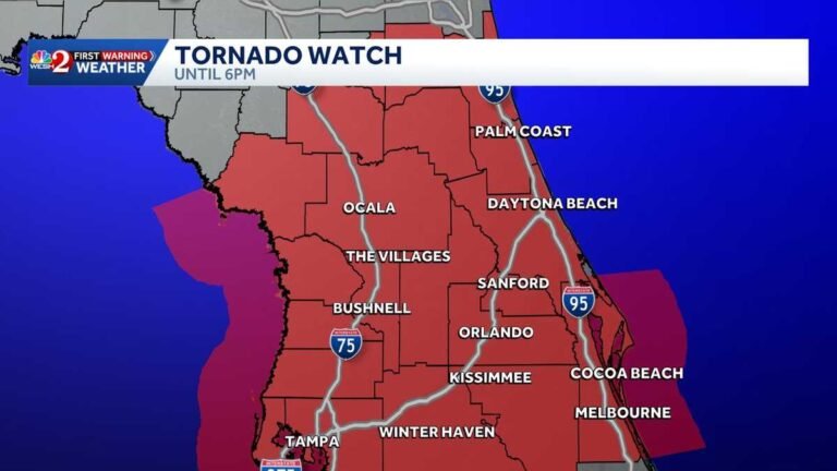 Tornado watch issued for Central Florida as front moves