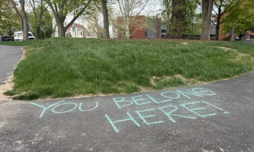 Chalk drawings in support of transgender students appeared across the Smith College campus in Northampton on Tuesday, May 5.