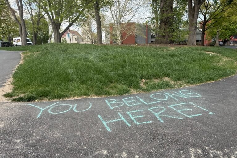 Chalk drawings in support of transgender students appeared across the Smith College campus in Northampton on Tuesday, May 5.