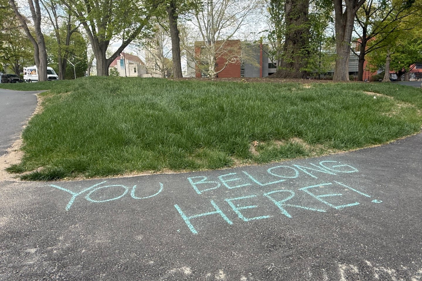 Chalk drawings in support of transgender students appeared across the Smith College campus in Northampton on Tuesday, May 5.