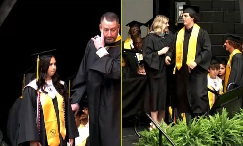 Twin brother accepts Austin Metcalf's posthumous diploma at Frisco graduation